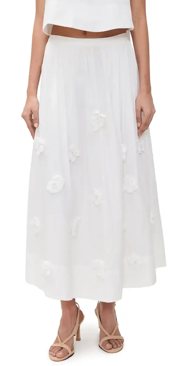English Factory 3D Flower Midi kirt White