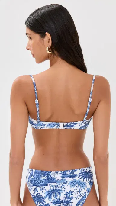 Staud Jo Balconette Bikini Top Blue Toile M | Thumbnail 4