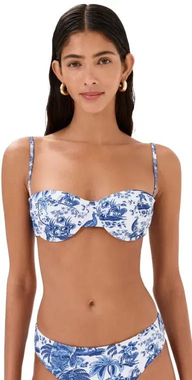 Staud Jo Balconette Bikini Top Blue Toile M | Thumbnail 1