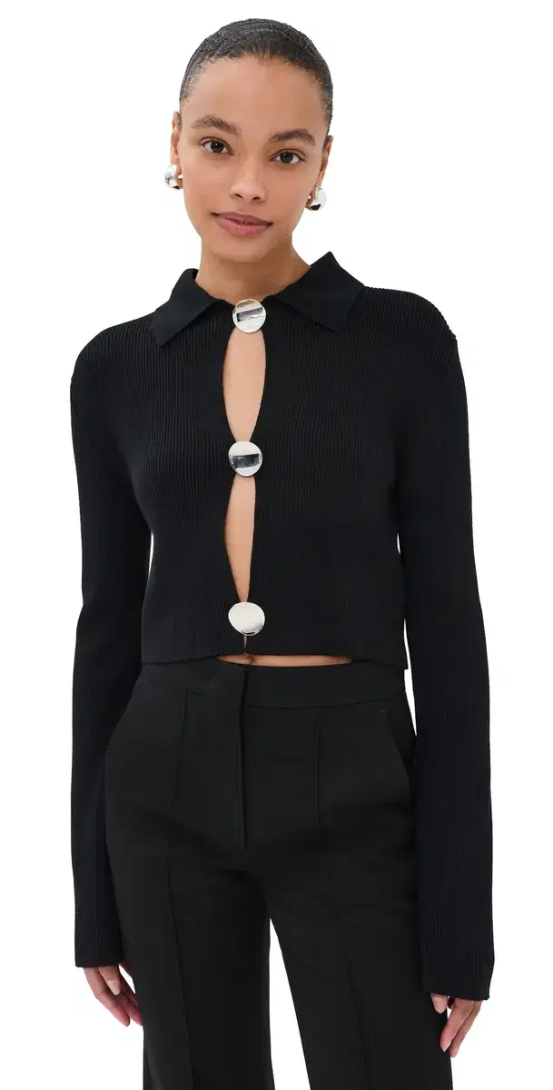 Polo Cardigan Black