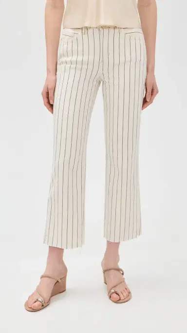 L'Agence Wanda Crop Wide Leg Jeans Ecru/Navy Stripe 33 | Thumbnail 2