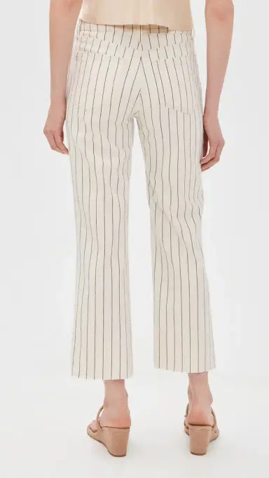 L'Agence Wanda Crop Wide Leg Jeans Ecru/Navy Stripe 33 | Thumbnail 3