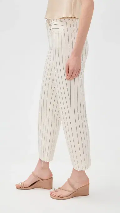 L'Agence Wanda Crop Wide Leg Jeans Ecru/Navy Stripe 33 | Thumbnail 4