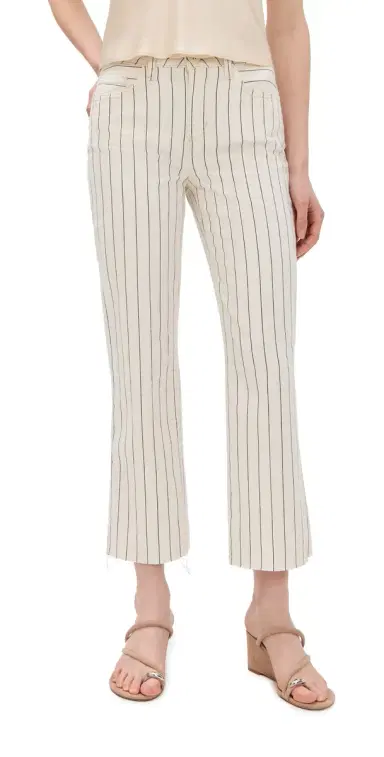L'Agence Wanda Crop Wide Leg Jeans Ecru/Navy Stripe 33 | Thumbnail 1