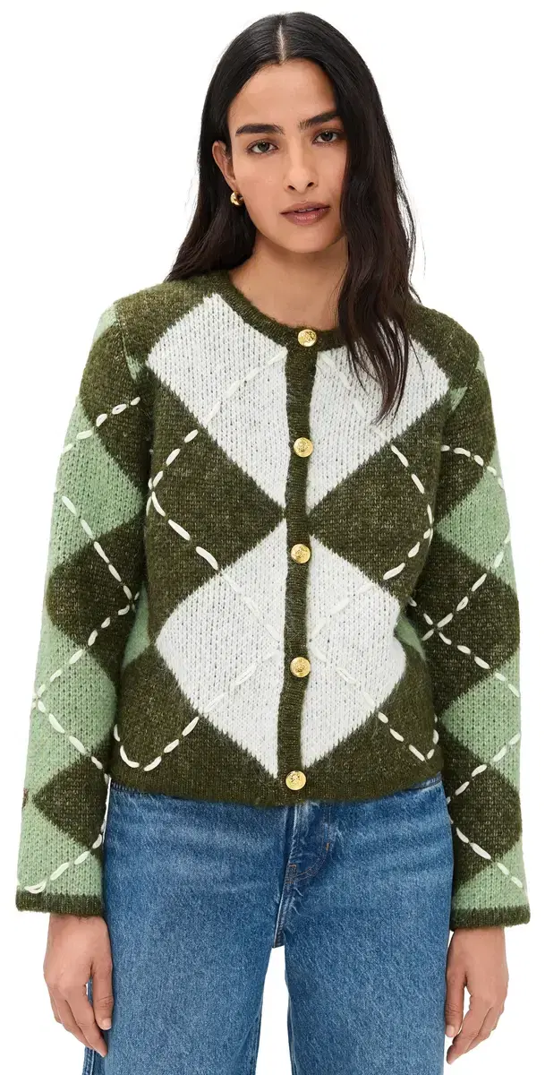 Argyle Cardigan Green