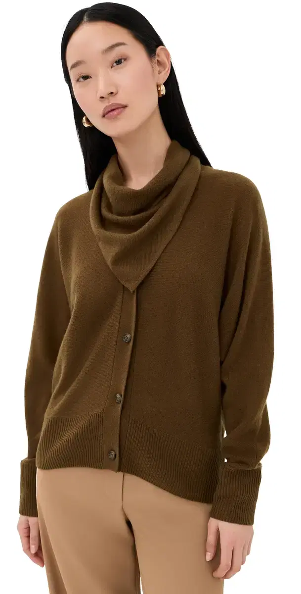 Lyss Cardigan With Detachable Scarf Cinnamon One Size