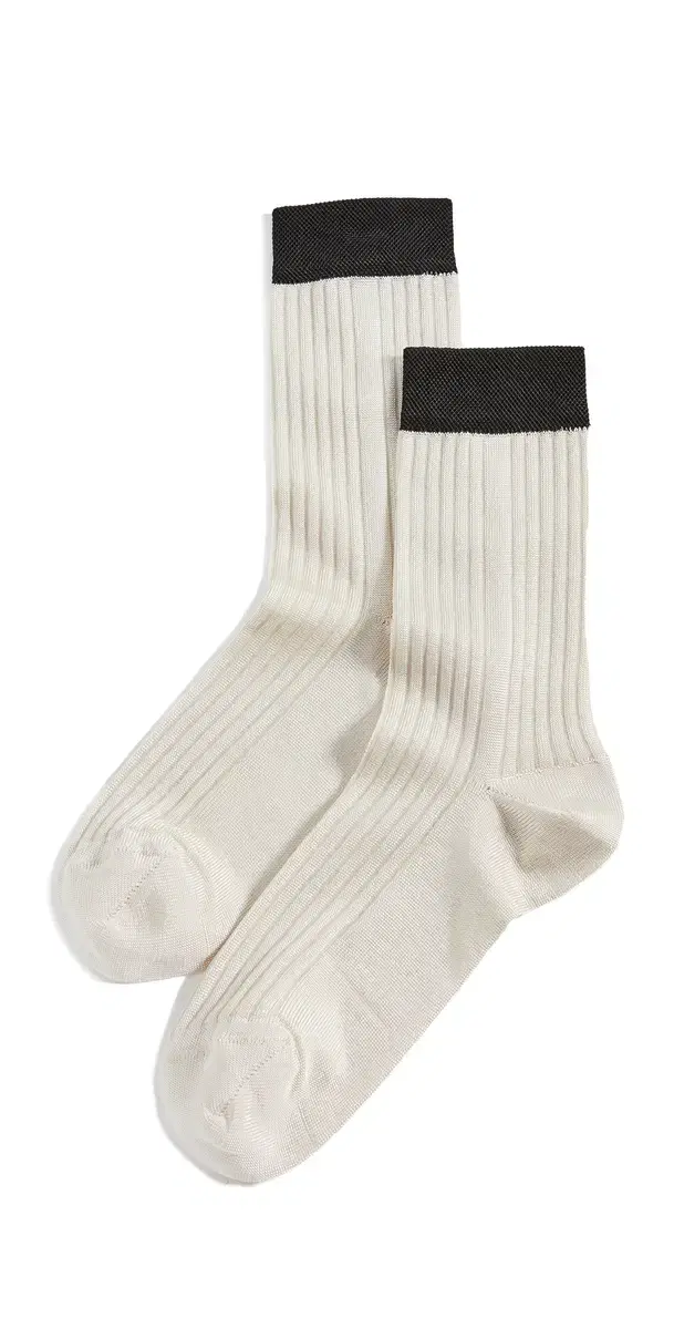 Blocked Rib Socks /Black One Size
