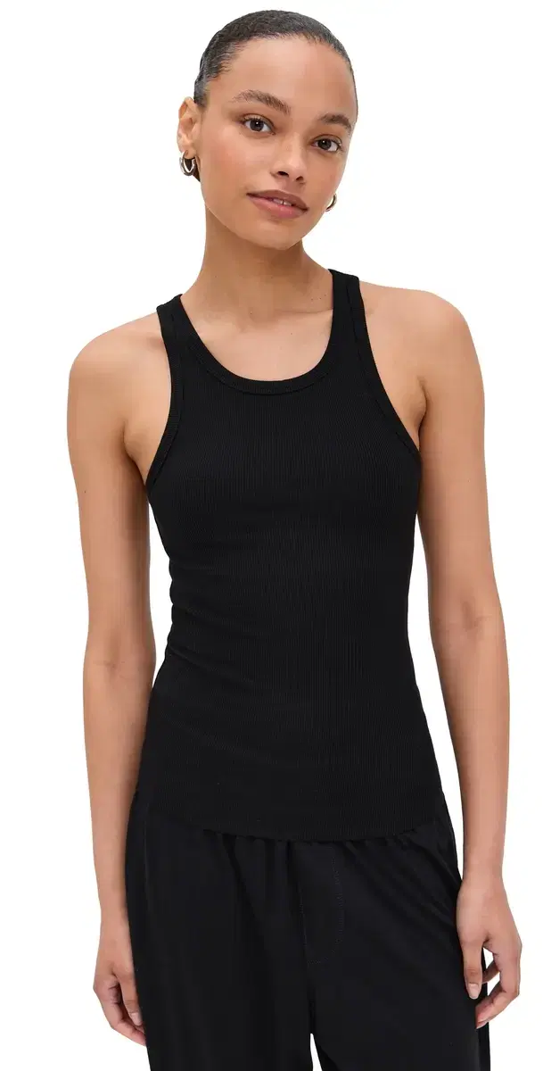 High Neck Fitted Tank Black