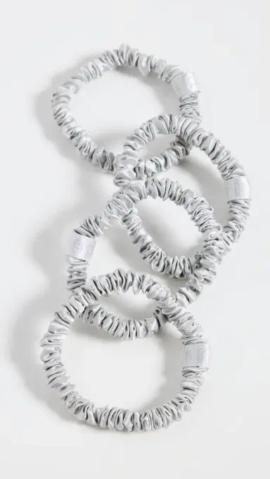 Slip Skinny Silk Scrunchies Set of 4 Silver One Size | Thumbnail 2