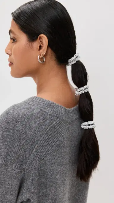 Slip Skinny Silk Scrunchies Set of 4 Silver One Size | Thumbnail 3