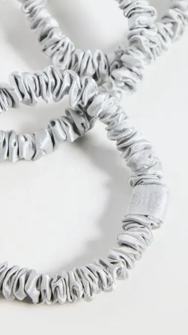 Slip Skinny Silk Scrunchies Set of 4 Silver One Size | Thumbnail 4