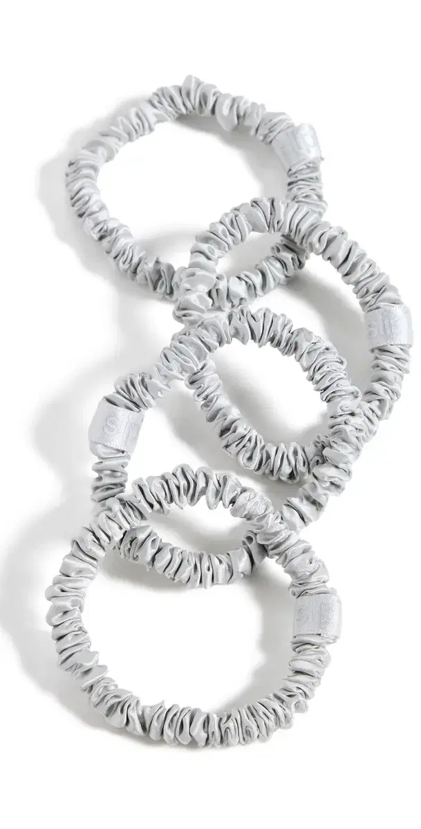 Slip Skinny Silk Scrunchies Set of 4 Silver One Size