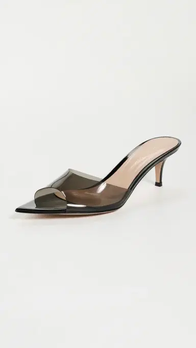 Gianvito Rossi Elle 55 Glass + Vernice Sandals Fume/Black 37 | Thumbnail 2