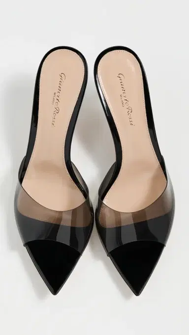 Gianvito Rossi Elle 55 Glass + Vernice Sandals Fume/Black 37 | Thumbnail 5