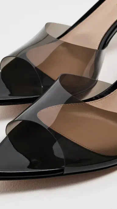 Gianvito Rossi Elle 55 Glass + Vernice Sandals Fume/Black 37 | Thumbnail 6