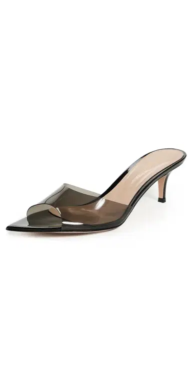 Gianvito Rossi Elle 55 Glass + Vernice Sandals Fume/Black 37 | Thumbnail 1