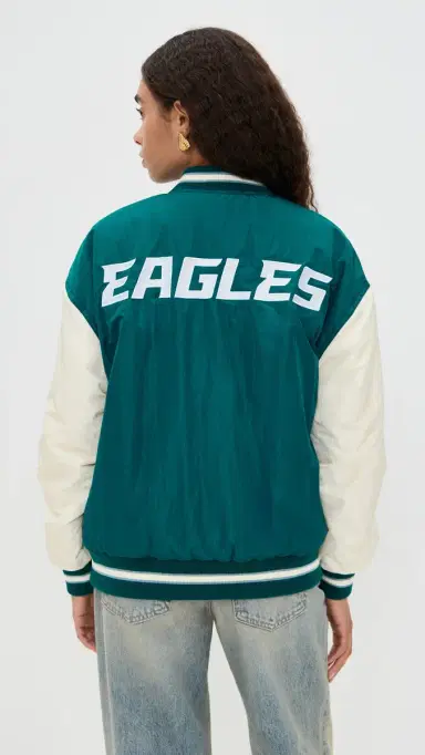 Terez Eagles Colorblock Bomber Jacket Eagles Midnight Green/Sugar M | Thumbnail 3