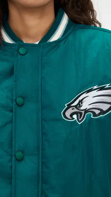 Terez Eagles Colorblock Bomber Jacket Eagles Midnight Green/Sugar M | Thumbnail 6