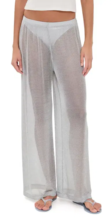 STAUD Ali etallic Coverup Pants Silver | Thumbnail 1 STAUD Ali etallic Coverup Pants Silver | Thumbnail 1