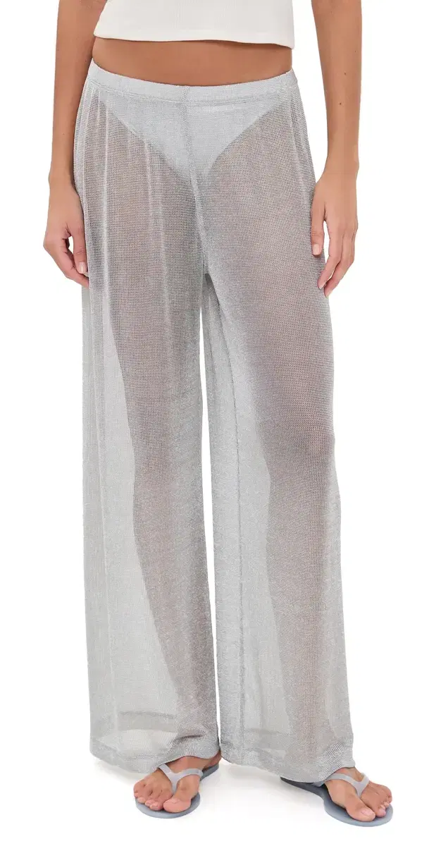 STAUD Ali etallic Coverup Pants Silver