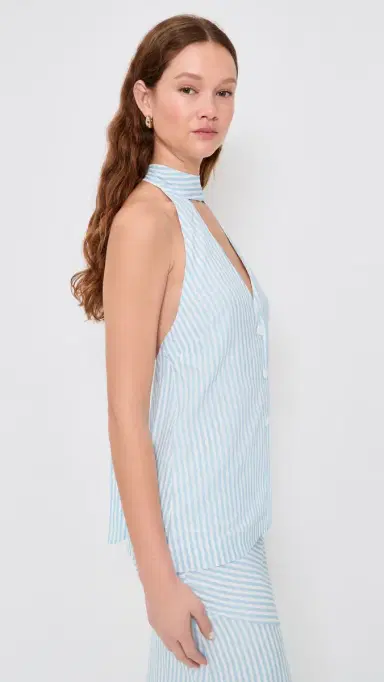 SEVEN WONDERS Dania Halter Vest Top Blue Stripe | Thumbnail 4 SEVEN WONDERS Dania Halter Vest Top Blue Stripe | Thumbnail 4