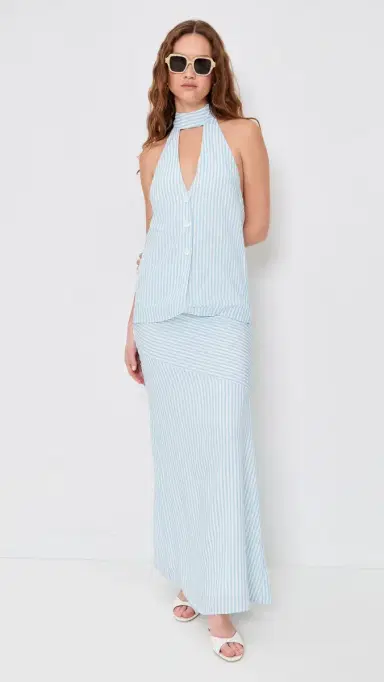SEVEN WONDERS Dania Halter Vest Top Blue Stripe | Thumbnail 5 SEVEN WONDERS Dania Halter Vest Top Blue Stripe | Thumbnail 5