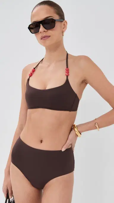 Staud Devon High Rise Bikini Bottoms Dark Chocolate S | Thumbnail 4 Staud Devon High Rise Bikini Bottoms Dark Chocolate S | Thumbnail 4