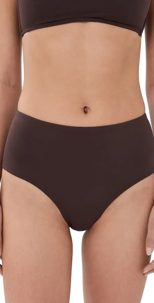 STAUD Devon High Rise Bikini Bottoms Dark Chocolate