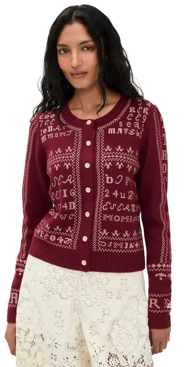 Kit Embroidery Cardigan Burgundy