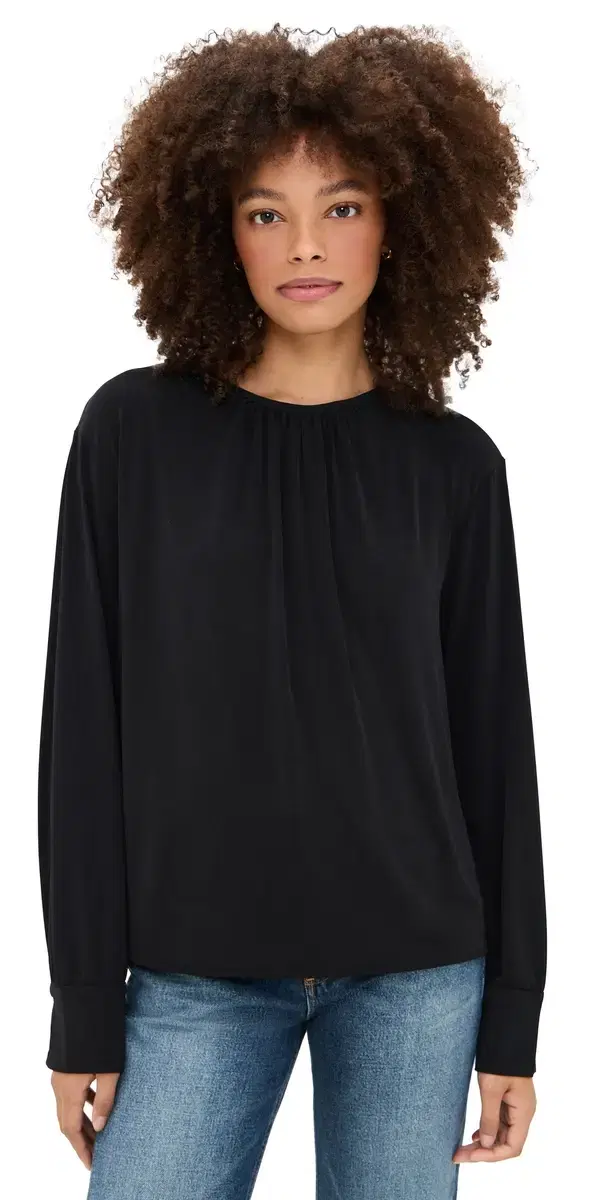 Soft Gathered Blouse Black