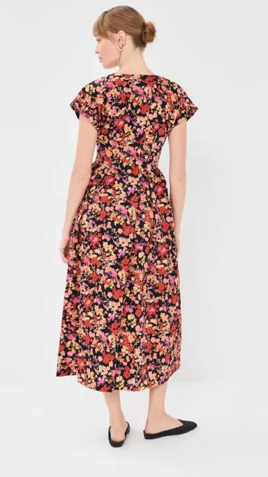 Kika Vargas Tsige Dress Navy Poppies | Thumbnail 3