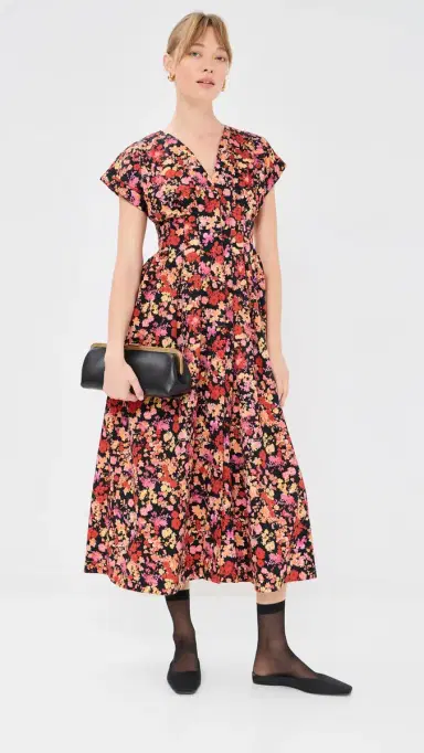 Kika Vargas Tsige Dress Navy Poppies | Thumbnail 5