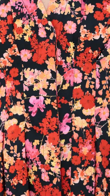 Kika Vargas Tsige Dress Navy Poppies | Thumbnail 6