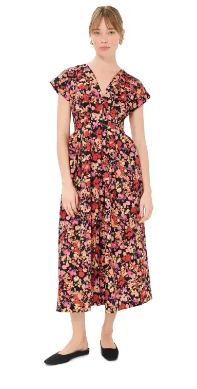 Kika Vargas Tsige Dress Navy Poppies | Thumbnail 1