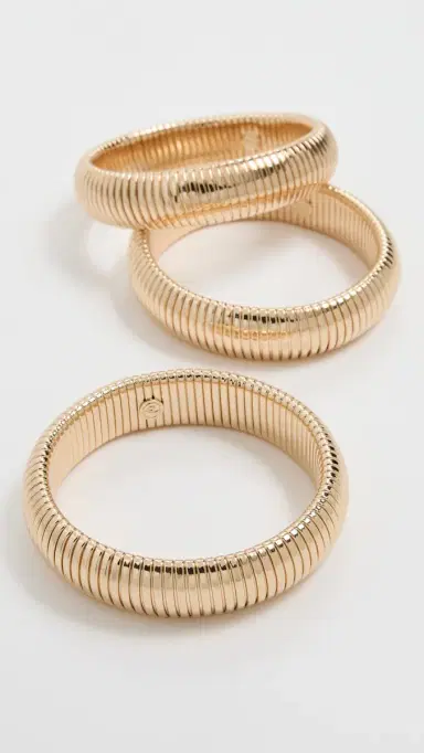 Ettika Flex Snake Chain Stretch Bracelet Set Gold One Size | Thumbnail 2