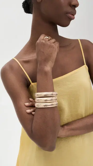 Ettika Flex Snake Chain Stretch Bracelet Set Gold One Size | Thumbnail 3