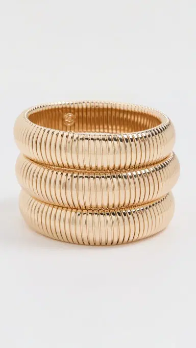 Ettika Flex Snake Chain Stretch Bracelet Set Gold One Size | Thumbnail 4