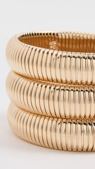 Ettika Flex Snake Chain Stretch Bracelet Set Gold One Size | Thumbnail 5