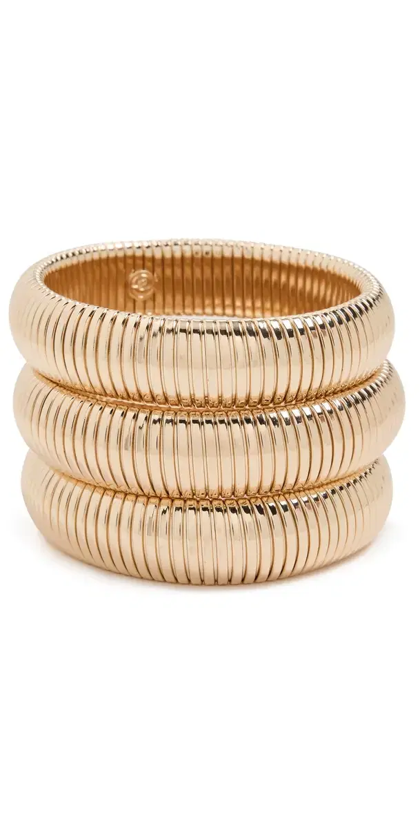 Flex Snake Chain Stretch Bracelet Set Gold One Size
