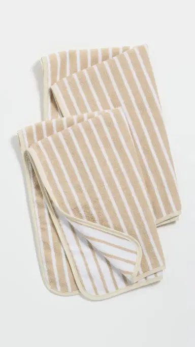 Weezie Patterned Signature Hand Towels 2 Pack Parker Sand One Size | Thumbnail 2