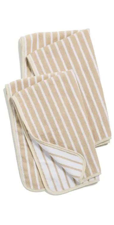Weezie Patterned Signature Hand Towels 2 Pack Parker Sand One Size | Thumbnail 1
