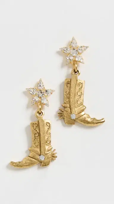 Elizabeth Cole These Boots Were Made for Walking Earrings Crystal One Size | Thumbnail 2