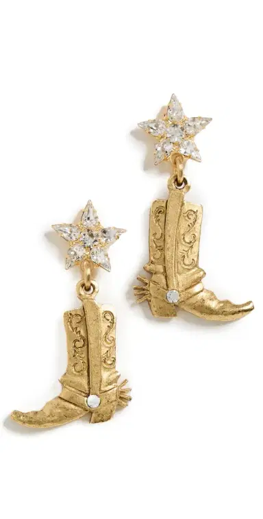 Elizabeth Cole These Boots Were Made for Walking Earrings Crystal One Size | Thumbnail 1