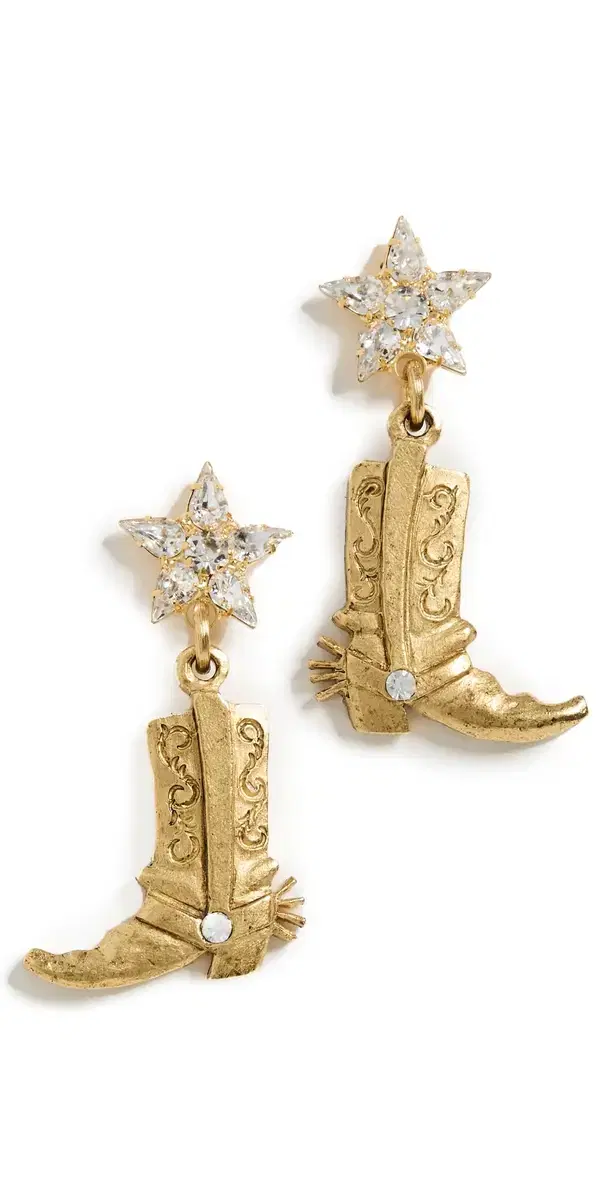 Elizabeth Cole These Boots Were Made for Walking Earrings Crystal One Size