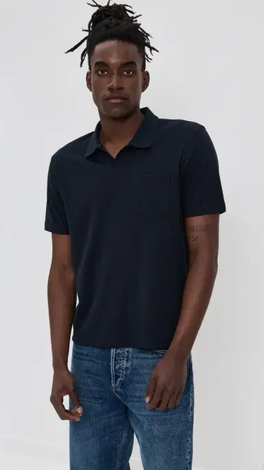 Vince Mesh Knit Johnny Polo Coastal | Thumbnail 2
