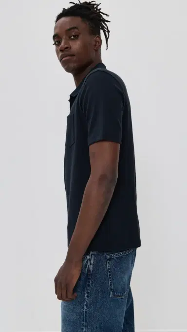 Vince Mesh Knit Johnny Polo Coastal | Thumbnail 4