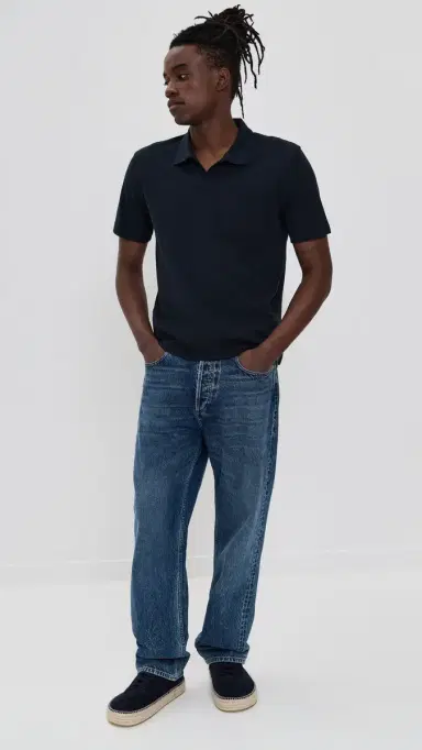 Vince Mesh Knit Johnny Polo Coastal | Thumbnail 5