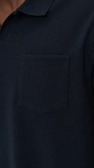 Vince Mesh Knit Johnny Polo Coastal | Thumbnail 6
