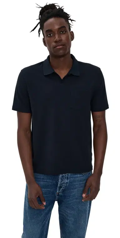 Vince Mesh Knit Johnny Polo Coastal | Thumbnail 1
