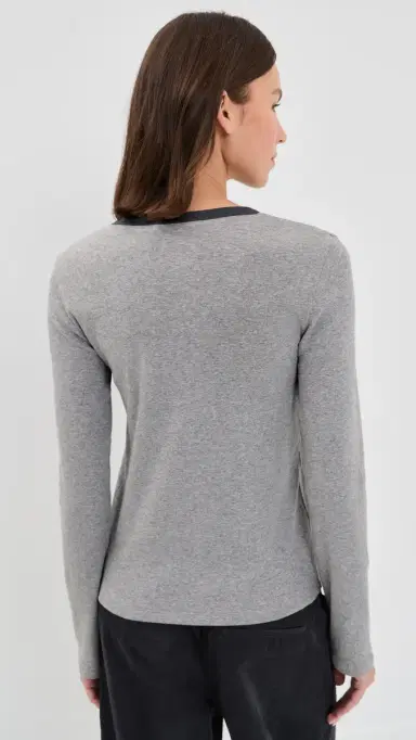 Vince Heather Tipped Long Sleeve Crew Tee H Thistle Combo | Thumbnail 3